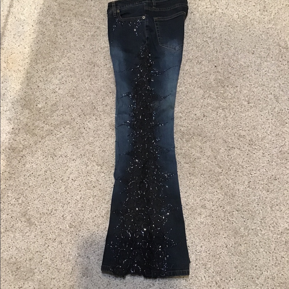 Sassy Thai Vintage Sequin trimmed flared jeans